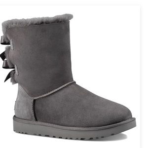 Grey Ugg Bow Boots